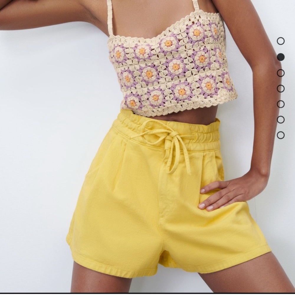 Zara Yellow High Waist Summer Shorts